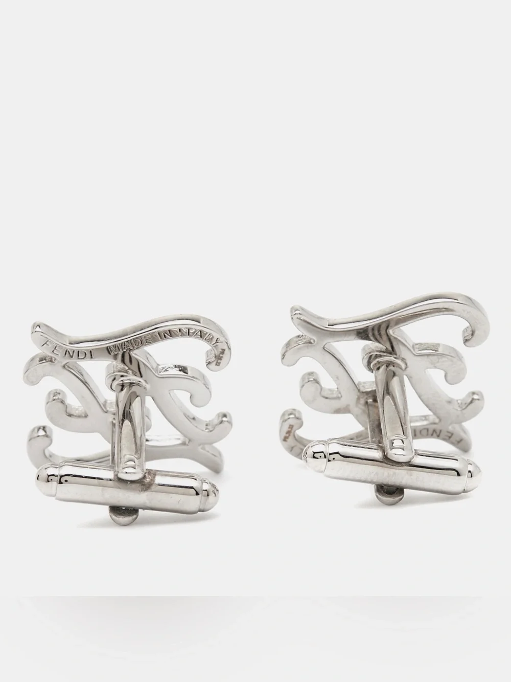 Fendi Karligraphy FF Silver Tone Cufflinks
